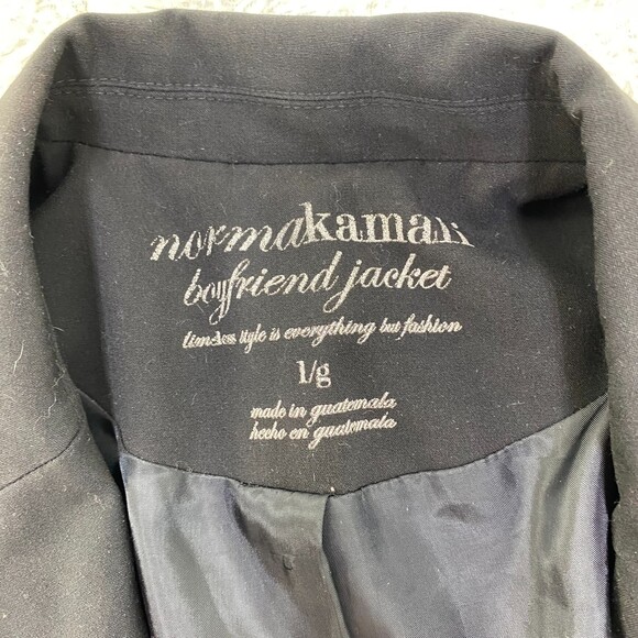 Norma Kamali Boyfriend Blazer Jacket Black Work Office Womens Large FLAWED - Picture 6 of 10